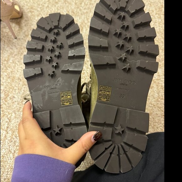 JIMMY CHOO Chike Flat Caper Green Crosta Suede Anle Boots with Knitted Sock 39 - Picture 10 of 10